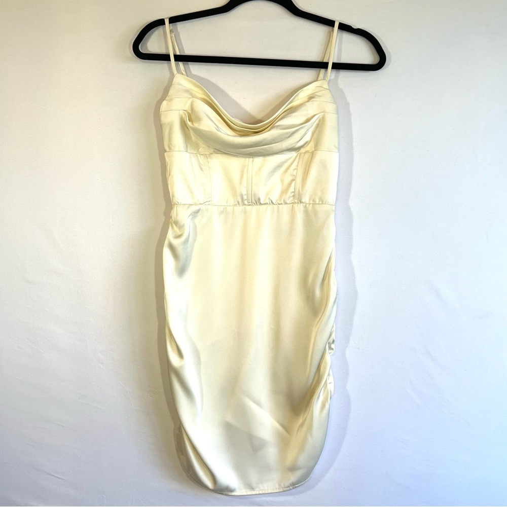NWT Luvalot Off White Mini Dress Satin Slinky Wedding Bridal Bachelorette Size 4